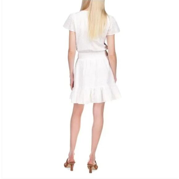 Michael Kors Julia Smocked Eyelet Flutter Dress White S - Picture 11 of 12